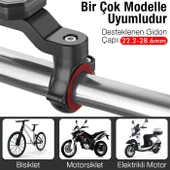 Polham Motosiklet, Bisiklet, Scooter İçin Gidon Uyumlu Telefon Tutucu,Güvenlik Kilitli,360 Drc Dönen - 3
