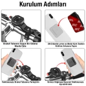 Polham Motosiklet, Bisiklet, Scooter İçin Gidon Uyumlu Telefon Tutucu,Güvenlik Kilitli,360 Drc Dönen - 5