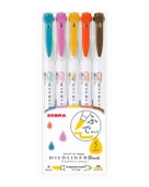 Zebra Mildliner Fırça Uçlu Fosforlu Kalem 5li WFT8 5CRC Model 3 - 1