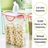 BUFFER® Kilitli Kapaklı Contalı Hava,Su Sıvı Geçirmez 2,4 Litre Erzak Saklama Kabı-SA590 - 2