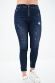 Kadın Büyük Beden Lacivert Jean Pantolon 6177-23 - 3