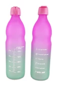 Digithome 1 Lt Çift Renk Ölçü Baskılı Motivasyon Boğumlu Sağlıklı Cam Su Şişesi Pembe – 111657-161 C1-1-139 - 1