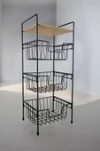 Digithome Ahşap Metal Çok Amaçlı 3 Katlı Banyo Düzenleyici Organizer - Nİ22RAF002 - HYT - 2