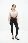 Kadın Yüksek Bel Siyah Jean Pantolon 6187-23 - 1