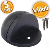 Yarımay Kapı Stoperi Tamponu Vidalı Metal Kapı Stopu Durdurucu Tutucu Mat Siyah (5 ADET) - 1