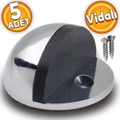 Yarımay Kapı Stoperi Tamponu Vidalı Metal Kapı Stopu Durdurucu Tutucu Krom (5 ADET) - 1
