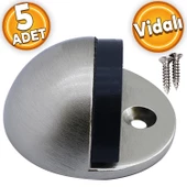 Yarımay Kapı Stoperi Tamponu Vidalı Metal Kapı Stopu Durdurucu Tutucu Saten (5 ADET) thumbnail 1