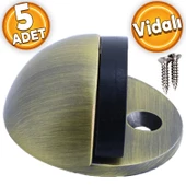 Yarımay Kapı Stoperi Tamponu Vidalı Metal Kapı Stopu Durdurucu Tutucu Mat Antik (5 ADET) - 1