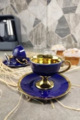 Digithome Porselen 2 Kişilik Yaldızlı Kahve Fincan Takımı Lacivert - İST-63 C320.049 thumbnail 1