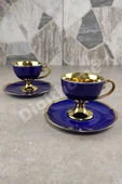 Digithome Porselen 2 Kişilik Yaldızlı Kahve Fincan Takımı Lacivert - İST-63 C320.049 thumbnail 5