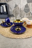 Digithome Porselen 2 Kişilik Yaldızlı Kahve Fincan Takımı Lacivert - İST-63 C320.049 thumbnail 3