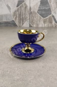 Digithome Porselen 2 Kişilik Yaldızlı Kahve Fincan Takımı Lacivert - İST-63 C320.049 thumbnail 6