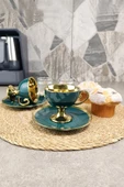 Digithome Porselen 2 Kişilik Yaldızlı Kahve Fincan Takımı Yeşil - İST-63 C320.049 thumbnail 3
