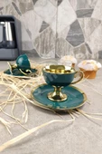 Digithome Porselen 2 Kişilik Yaldızlı Kahve Fincan Takımı Yeşil - İST-63 C320.049 thumbnail 1