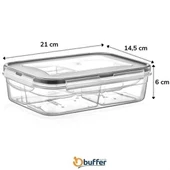 BUFFER® 4 Bölmeli Sızdırmaz Contalı Kilitli Kapaklı 1 Litre Erzak Saklama Kabı -LC520 - 3