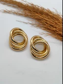 Gold Renk 3'lü Sarmal Küpe - 3