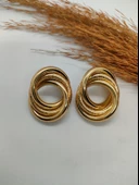 Gold Renk 3'lü Sarmal Küpe - 1