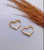 Gold Renk Kalp Çelik Küpe - 3
