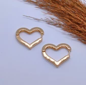 Gold Renk Kalp Çelik Küpe - 1
