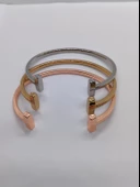 Tiffany Model T Uçlu Kelepçe 3'lü Bileklik Seti Gold, Gümüş, Rose - 2