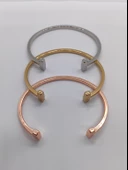 Tiffany Model T Uçlu Kelepçe 3'lü Bileklik Seti Gold, Gümüş, Rose - 1