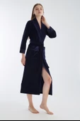 Yaka Jakarlı Niki Kadife Bambu Cotton Bayan Sabahlık - 3