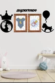 BUFFER® DECO103 Supermen Dekoratif Duvar Süsü Tablo Aksesuar Ahşap Tasarım Hediye Pano Sticker Seti - 4