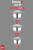 Stevig 4 Cook Pro Süzgeç Kapaklı 18/10 Paslanmaz Çelik Tencere Seti 6 Parça ST-301 - 8