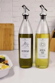 Digithome Lombardino Vetro 2'li Zeytinyağı ve Sıvıyağ Şişesi Yağdanlık 1000 Ml SH-003 - 1