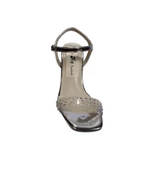 YAZKIŞ Kadın Platin Gümüş Şeffaf Taşlı Bantlı 8cm kadeh Topuklu Düğün Nişan Abiye Ayakkabı - 7