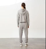 Nors Bolthor Kapüşonlu Crop Sweatshirt Açık Gri Melanj - 3