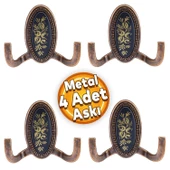 Palmira Duvar Vestiyer Askısı Metal Dolap Elbise Havlu Askılığı Antik Bakır Askı Askılık (4 Adet) thumbnail 1