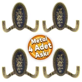 Palmira Duvar Vestiyer Askısı Metal Dolap Elbise Havlu Askılığı Antik Sarı Askı Askılık (4 Adet) - 1