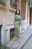 Boğazlı Triko Kalem Elbise (KEMER DAHİL DEGİLDİR S/M/L BEDEN UYUMLU) - 2
