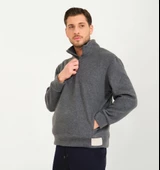 Nors Vanir Basic Yarım Fermuarlı Polar Sweatshirt Gri - 2