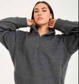 Nors Vanir Basic Yarım Fermuarlı Polar Sweatshirt Gri - 6