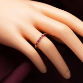 Yarımtur Kırmızı Baget Taşlı 14 Ayar Altın Yüzük thumbnail 2