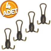 Palmira Portmanto Vestiyer Duvar Askısı Metal Dolap Elbise Askılığı Antik Sarı Siyah Desenli (4 Adet) - 1