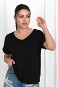Kadın V Yaka Kısa Kollu T-shirt 1478-23 - 3