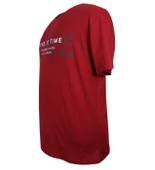 Baskılı Erkek Büyük Beden Bisiklet Yaka Tişört Bordo - 2