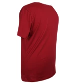 Baskılı Erkek Büyük Beden Bisiklet Yaka Tişört Bordo - 3