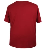 Baskılı Erkek Büyük Beden Bisiklet Yaka Tişört Bordo - 4