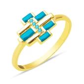 Firuze Baget Taşlı Altın 14 Ayar Yüzük thumbnail 1