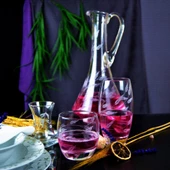 Decocia Pudgy 49 Parça 12 Kişilik Bardak Çeyiz Seti Dik Karaflı Sürgün Desenli thumbnail 2