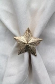 6 Adet Dekoratif Gold Star Nova Peçete Halkası - Napkin Ring - 1