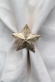 6 Adet Dekoratif Gold Star Nova Peçete Halkası - Napkin Ring - 2