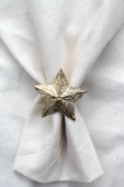 6 Adet Dekoratif Gold Star Nova Peçete Halkası - Napkin Ring - 4