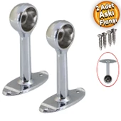 Askı Flanşı Kapalı Ağız Daire Yuvarlak Ayaklı Dolap Elbise Askı Aparatı Boru Tutucu (2 Adet) thumbnail 1