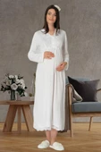 Carpediem LR 1519 Bayan Ekru 4 Parça Hamile Lohusa Gecelik Seti thumbnail 8