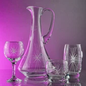 Decocia Pudgy 37 Parça 12 Kişilik  Bardak Çeyiz Seti Dik Karaflı Mira Desenli thumbnail 2